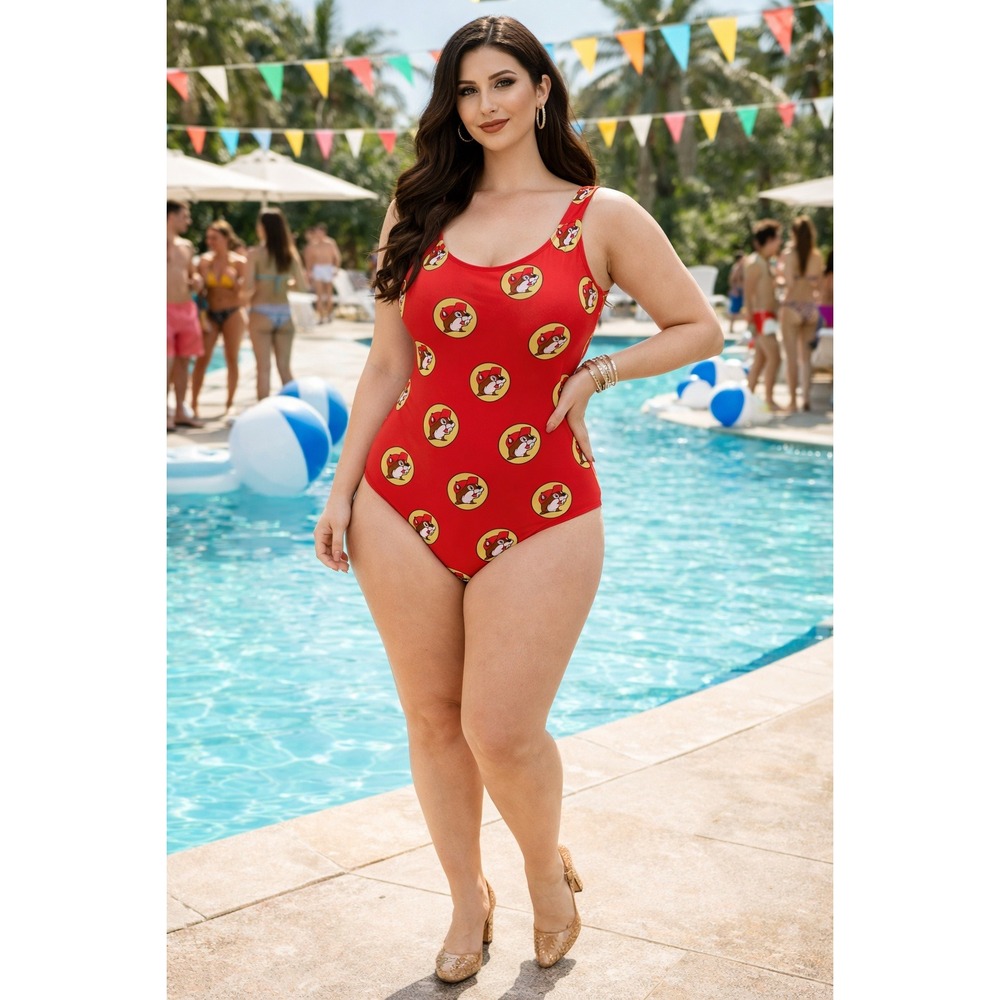 Vacation Bucee's Red Yellow Beaver Logo All Over Print One Piece XL Swimsuit